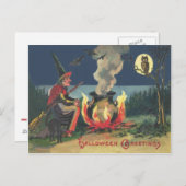 ウィッチカルドロンブラックキャットこうもり ポストカード (正面/裏面)