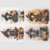 ウィッチガールコラージュ1ハロウィーンデカップージ紙 薄葉紙 (正面)