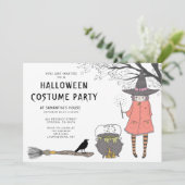 ウィッチキッズハロウィーンの衣装パーティの招待状 招待状 (スタンド正面)
