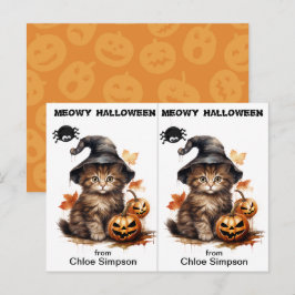 ウィッチキティキャットスクールパーティーハロウィンカード ポストカード