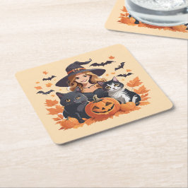 ウィッチキャッツこうもり&カボキンハロウィーン スクエアペーパーコースター