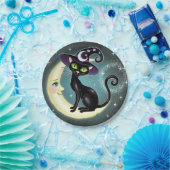 ウィッチキャットオンクレセントムーンハロウィーンウィッカ信者ウィッカ ペーパープレート (パーティー)