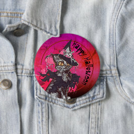 ウィッチキャットハッピーハローウィン 缶バッジ