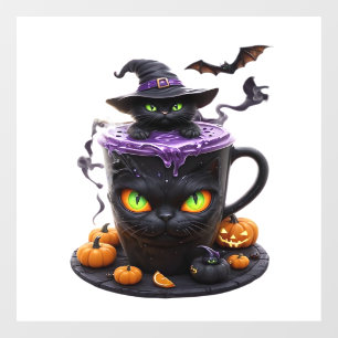 ウィッチキャットハロウィンラテ 不気味にかわいいコーヒーと ウィンドウサイン