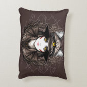 ウィッチキャットハロウィン不気味なかわいいポートレート アクセントクッション (裏面(縦))