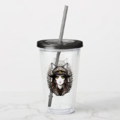 ウィッチキャットハロウィン不気味なかわいいポートレート アクリルタンブラー (裏面)