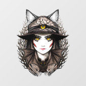 ウィッチキャットハロウィン不気味なかわいいポートレート ウィンドウサイン (シート)