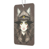 ウィッチキャットハロウィン不気味なかわいいポートレート カーエアーフレッシュナー (左)