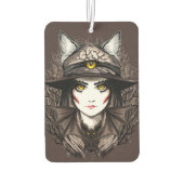 ウィッチキャットハロウィン不気味なかわいいポートレート カーエアーフレッシュナー (裏面)