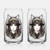 ウィッチキャットハロウィン不気味なかわいいポートレート ガラス缶 (裏面)