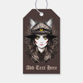 ウィッチキャットハロウィン不気味なかわいいポートレート ギフトタグ (正面)