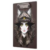 ウィッチキャットハロウィン不気味なかわいいポートレート クリップボード (左)