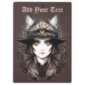 ウィッチキャットハロウィン不気味なかわいいポートレート クリップボード (裏面)