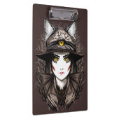 ウィッチキャットハロウィン不気味なかわいいポートレート クリップボード (右)