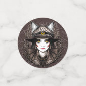 ウィッチキャットハロウィン不気味なかわいいポートレート コンフェッティ (スモール正面)