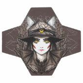 ウィッチキャットハロウィン不気味なかわいいポートレート サッカーボール (フラット)