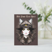 ウィッチキャットハロウィン不気味なかわいいポートレート シーズンポストカード (スタンド正面)