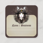 ウィッチキャットハロウィン不気味なかわいいポートレート スクエア名刺 (正面)
