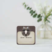 ウィッチキャットハロウィン不気味なかわいいポートレート スクエア名刺 (スタンド正面)