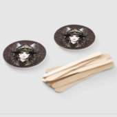 ウィッチキャットハロウィン不気味なかわいいポートレート ハンドファン (組立なし)