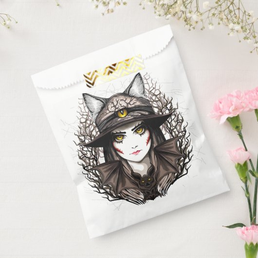 ウィッチキャットハロウィン不気味なかわいいポートレート フェイバーバッグ (封をした状態)