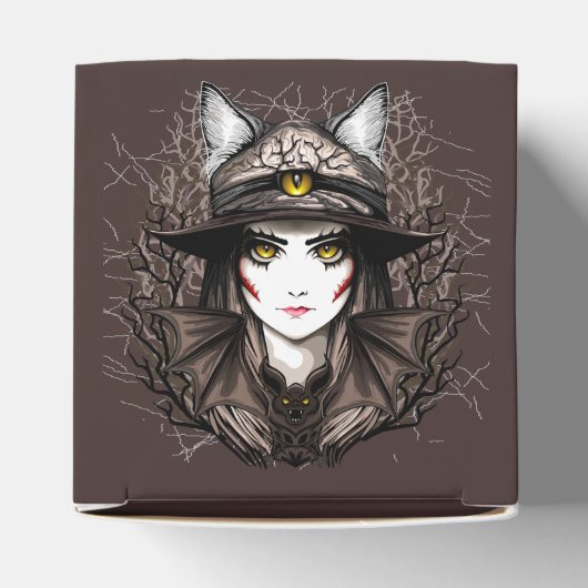 ウィッチキャットハロウィン不気味なかわいいポートレート フェイバーボックス (上部)