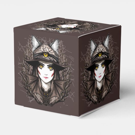 ウィッチキャットハロウィン不気味なかわいいポートレート フェイバーボックス (裏面サイド)