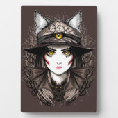 ウィッチキャットハロウィン不気味なかわいいポートレート フォトプラーク (正面)