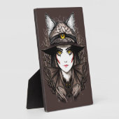 ウィッチキャットハロウィン不気味なかわいいポートレート フォトプラーク (側面)