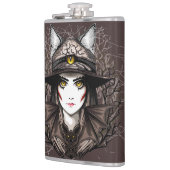 ウィッチキャットハロウィン不気味なかわいいポートレート フラスク (左)