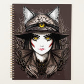ウィッチキャットハロウィン不気味なかわいいポートレート プランナー手帳 (正面)