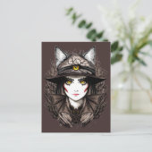 ウィッチキャットハロウィン不気味なかわいいポートレート ポストカード (スタンド正面)