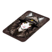 ウィッチキャットハロウィン不気味なかわいいポートレート マグネット (左側)