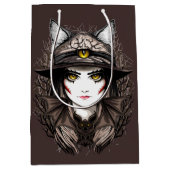 ウィッチキャットハロウィン不気味なかわいいポートレート ミディアムペーパーバッグ (正面)