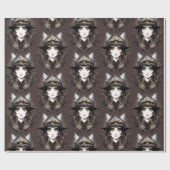 ウィッチキャットハロウィン不気味なかわいいポートレート ラッピングペーパー (フラット)