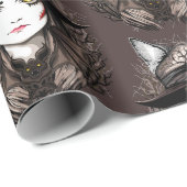 ウィッチキャットハロウィン不気味なかわいいポートレート ラッピングペーパー (ロールコーナー)