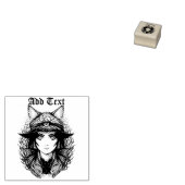 ウィッチキャットハロウィン不気味なかわいいポートレート ラバースタンプ (押印)