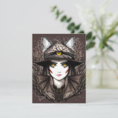 ウィッチキャットハロウィン不気味なかわいいポートレート 出欠カード (スタンド正面)