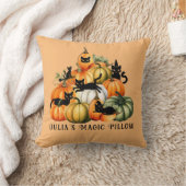 ウィッチキャットハロウィーンのカボチャのちょうちんハロウィーン魔法ギフト クッション (ブランケット)