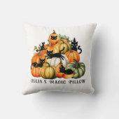 ウィッチキャットハロウィーンのカボチャのちょうちんハロウィーン魔法ギフト クッション (裏面)