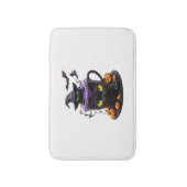 ウィッチキャットハロウィーンラテ – 不気味なかわいいコーヒーと バスマット (正面縦)