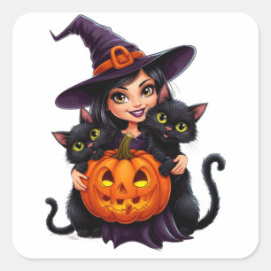 ウィッチキャット ジャックオーランタン ハロウィン 🐈⬛ スクエアシール