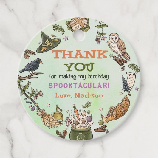 ウィッチキュートハロウィーン誕生日メッセージカード フェイバータグ (正面)