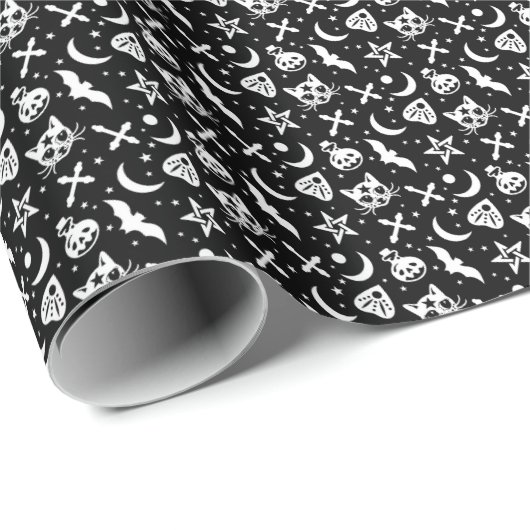 ウィッチクラフトゴシックの魔女猫ペンタグラムとモーン ラッピングペーパー (ロールコーナー)