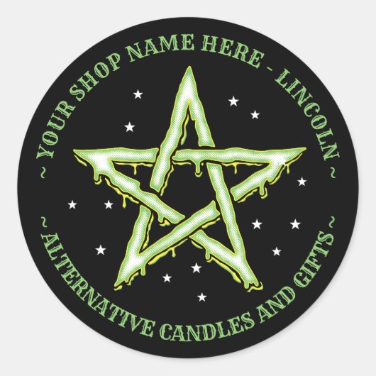 ウィッチクラフトパーソナライズされたペンタグラムゴシック ラウンドシール (正面)