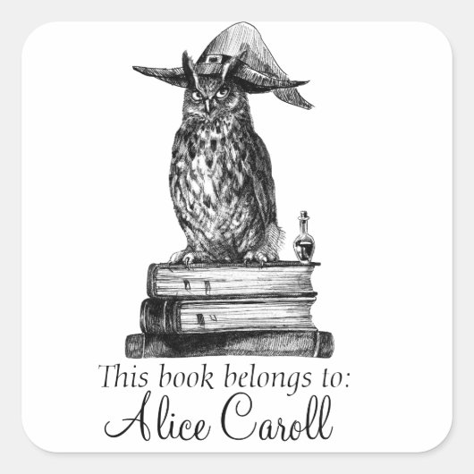 ウィッチクラフト図書館フクロウ スクエアシール (正面)