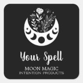 ウィッチクラフト月の花ブラックjarシール スクエアシール (正面)