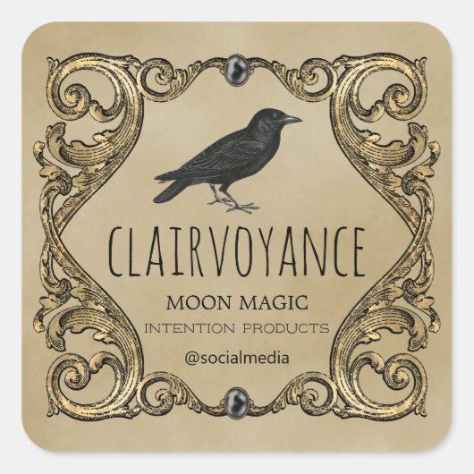 ウィッチクラフト魔法の瓶とキャンドルラベル スクエアシール (正面)