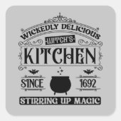 ウィッチクールキッチンワードアートのハロウィーン スクエアシール (正面)