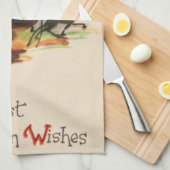 ウィッチコールドロンブラックキャットフルムーン キッチンタオル (四つ折り)